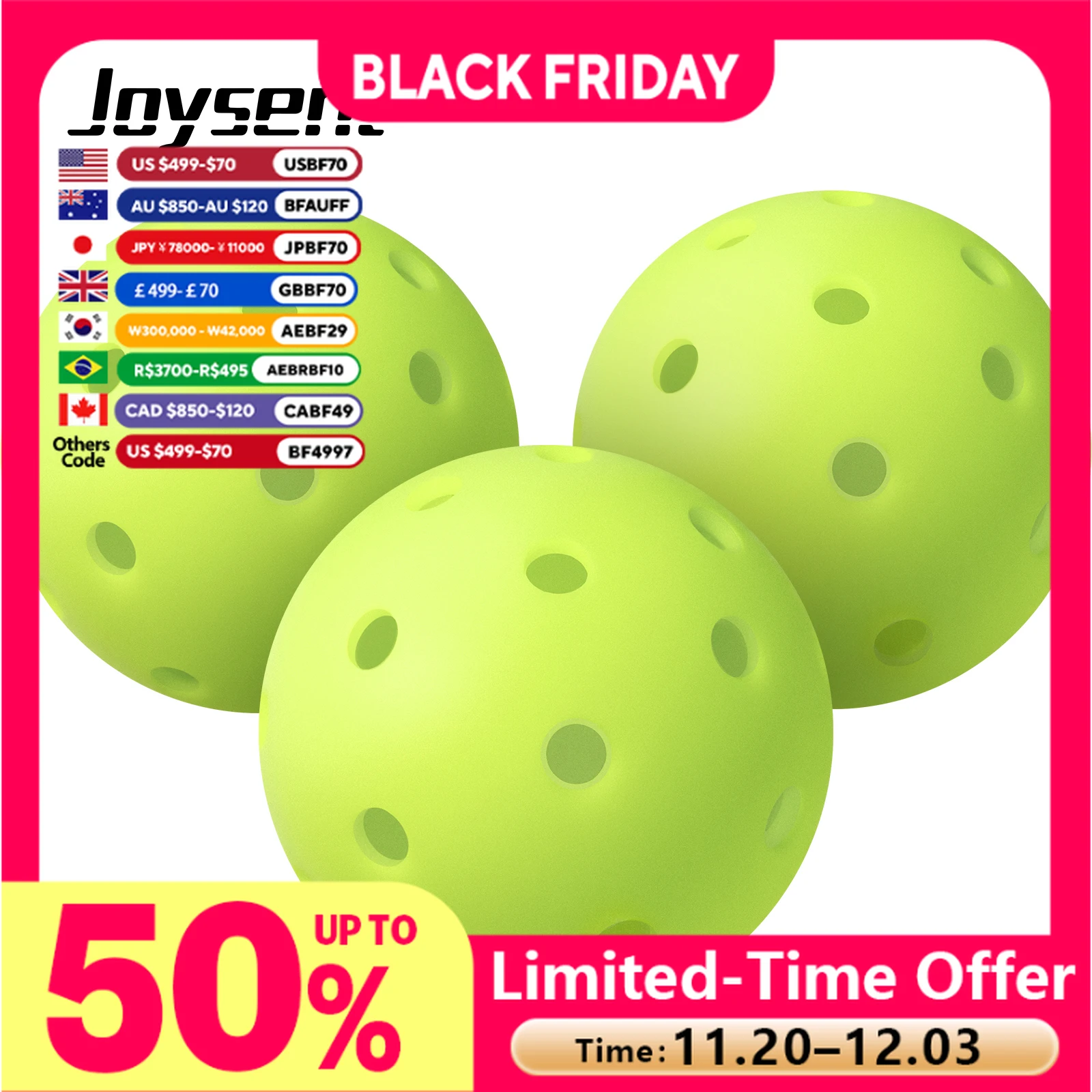 Joysent プログレード屋外回転ピックルボールボール 40 穴 74 ミリメートルトレーニング競技練習標準耐久性のある PE 素材