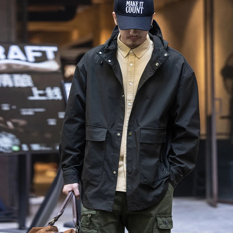 Spring and Autumn's new fashionable retro casual jacket men's hooded work jacket