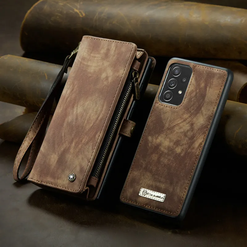 Leather S22 Ultra Case For Samsung Galaxy A73 Card Holder A12 A33 S10 Plus Luxury Zipper Wallet Flip Case S21FE S22 Ultra