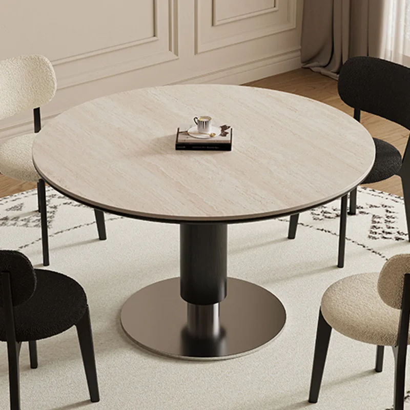 

Luxury Rock Slab Dining Table for Dining Room Modern Round Black White Home Office Kitchen Tables Simple Restaurant Dinner Table