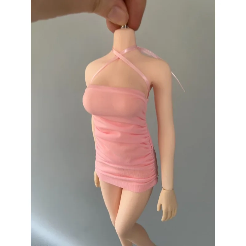 ชุดเดรสจีบผ้าไหมน้ำแข็งแบบคล้องคอ ขนาด 1/6 สำหรับนักสู้หญิง ใช้ตกแต่งตัวฟิกเกอร์แอคชั่นขนาด 12 นิ้ว