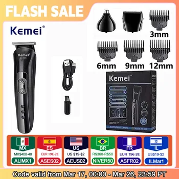Kemei KM-1506 Rasoir électrique 3 en 1 Chargeur USB Tondeuse à cheveux Machine de rasage professionnelle à nez rechargeable électrique 10 meilleures ventes pour les débroussailleuses sans issue - No 10