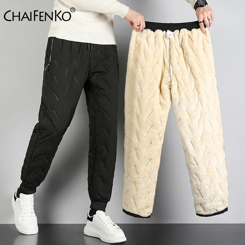 2023 inverno nuovo spessore lana d'agnello pantaloni caldi uomo frangivento pantaloni foderati in pile pantaloni classici pantaloni Casual uomo Plus Size L-8XL