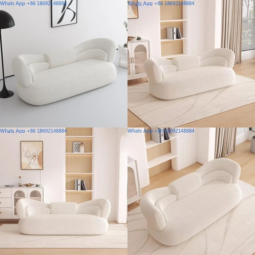 

French Style Creamy Bow Sofa for Hotel Lounge Reception Living Room Beauty Salon Wood