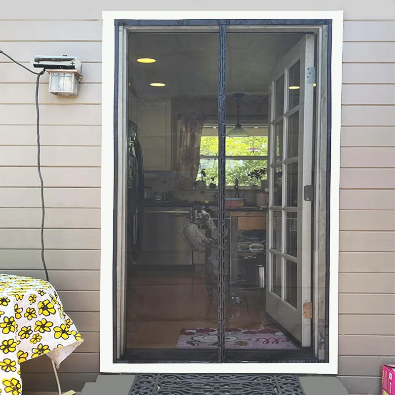 Magnetic Screen Door Mosquito Net Summer Insect Proof Net Door Curtain Mesh Custom Sizes Black White Gray Fiberglass Invisible