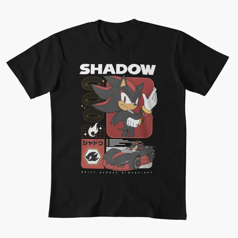 

Racing Power Sonic Shadow The Hedgehog Character Anmie Graphic T-Shirt Y2K clothes Cartoon print Short Sleeve tee All size tops
