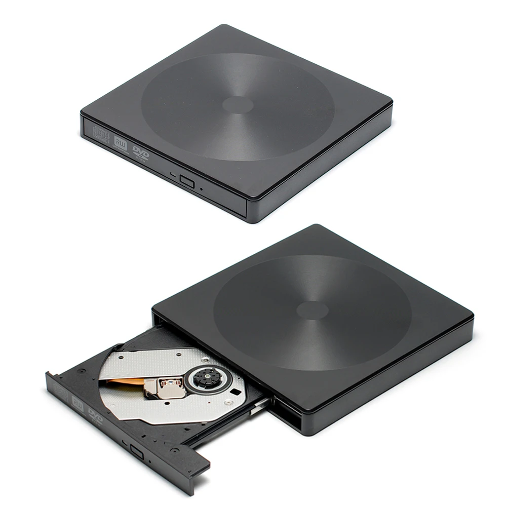 Custodia per unità ottica in plastica custodia per lettore DVD CD-ROM di tipo C USB3.0 doppia porta Plug and Play per Windows/Mac OS/Linux