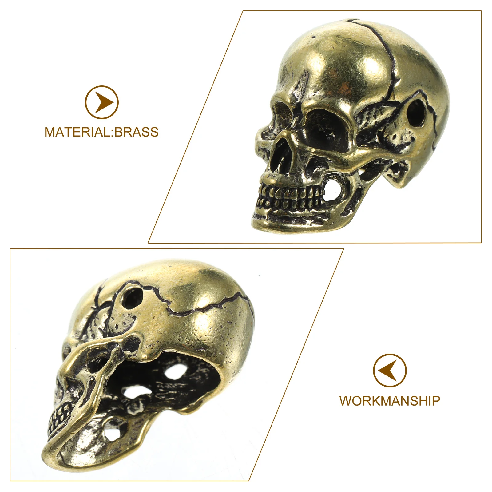 

Brass Skull Pendant Vintage Mini Brass Ornament Keychain Pendant for DIY Crafting Accessories Statue Bag Keychain