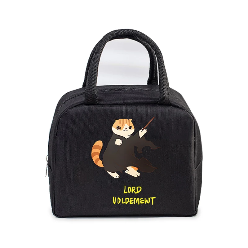 Funny Potter Cat Lunch Bag Student Office Women Men Bento Pouch Cartoon Animal Kitten Insulation Portable Picnic Food Lunch Bags