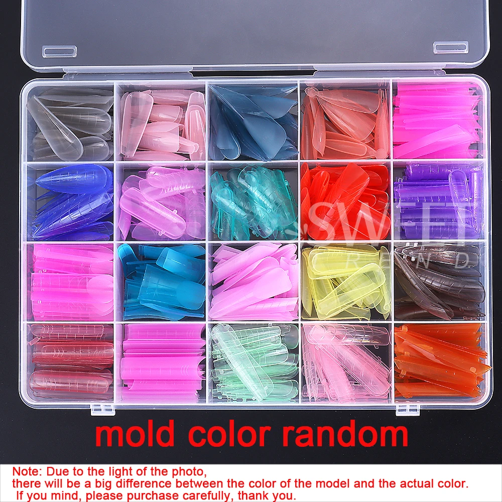 480 قطعة/صندوق مجموعة أشكال مزدوجة للأظافر أشكال أظافر كاملة ملونة قوالب علوية نصائح لأظافر جل تمديد أشكال أدوات قولبة بناء وهمية #3