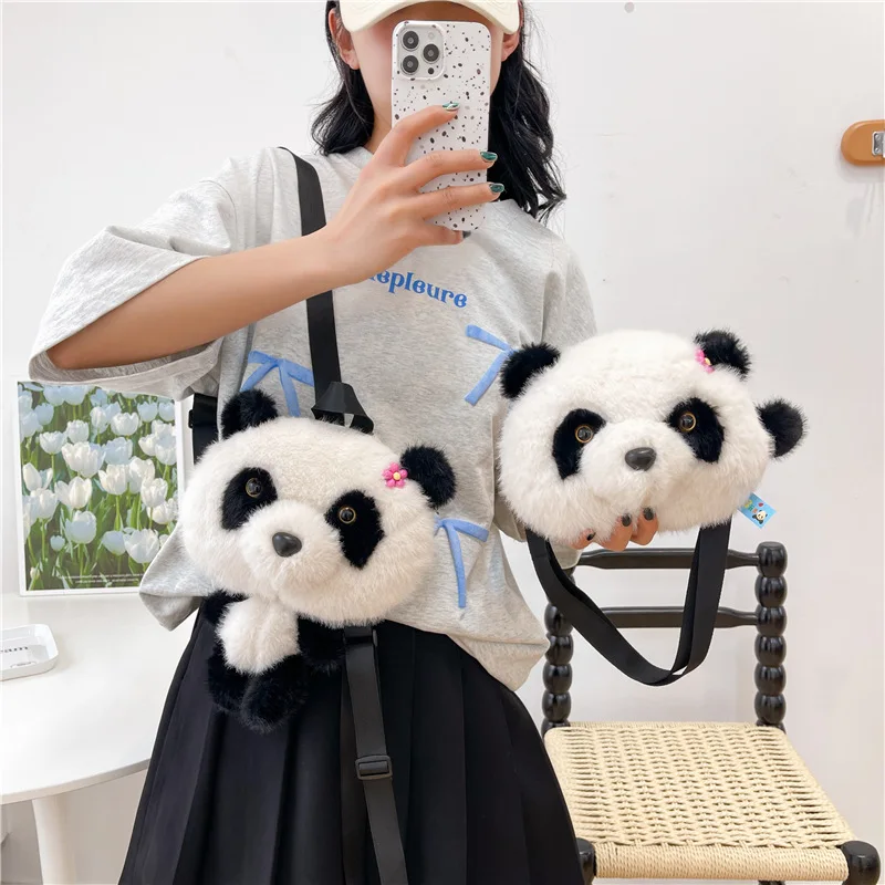 Damska nowa torba Fashion Panda Plush Bag Nice Single Shoulder Crossbody Bag Doll Backpack Cute Cute Cartoon Bag Tote Bag Mujer