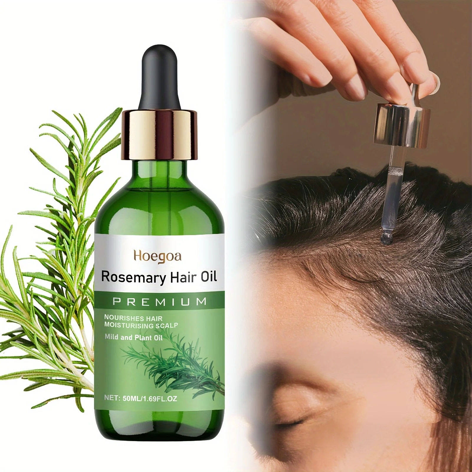 50ml Rosemary Hair Oil Contains Batana Castor Seed Nourishing Moisturizing Smoothing  Anti Hair Loss Fast Regrowth Thick Hair