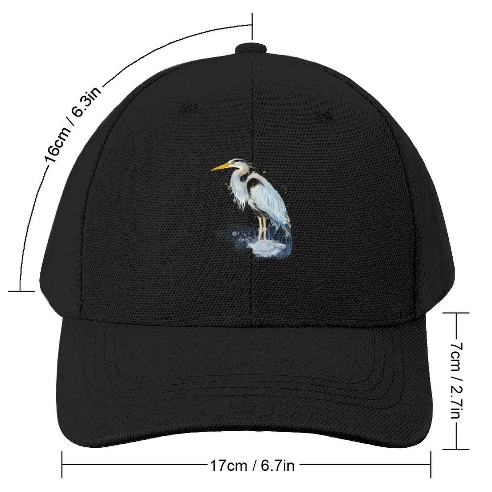 Watercolor Great Blue Heron Wildlife Bird art Baseball Cap Trucker Hat Dropshipping Golf Cap Women's 2024 Men's