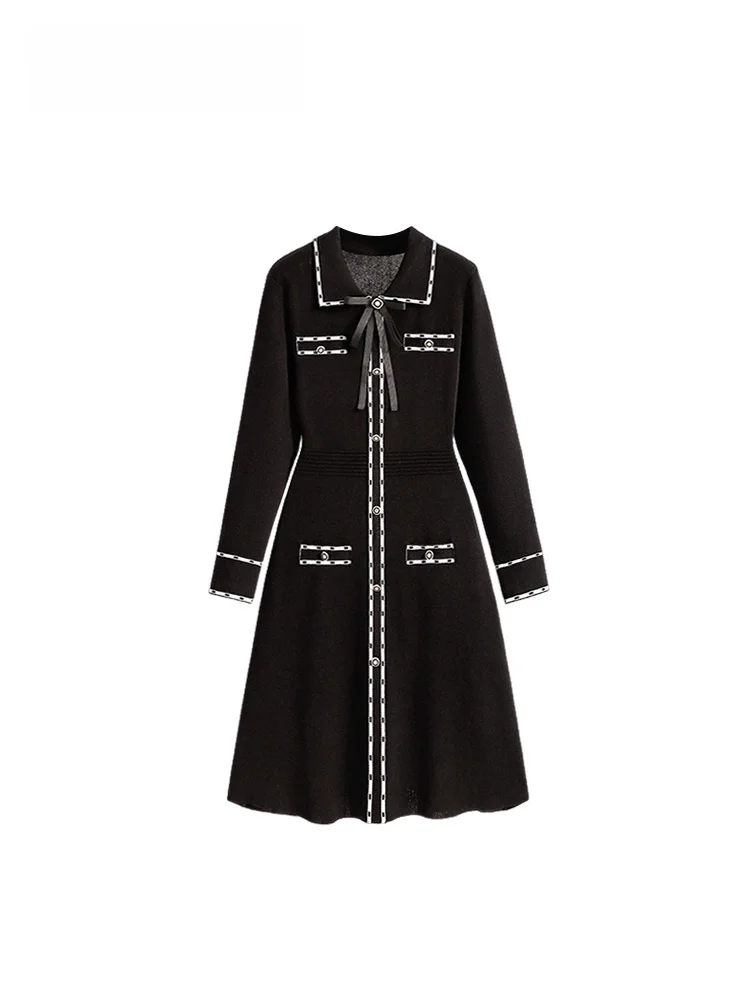 

Faionable Collar Long Sve Dr Women plus Size Spring Sli Slimming Small Fraance Sle Midi Dr for plus S...