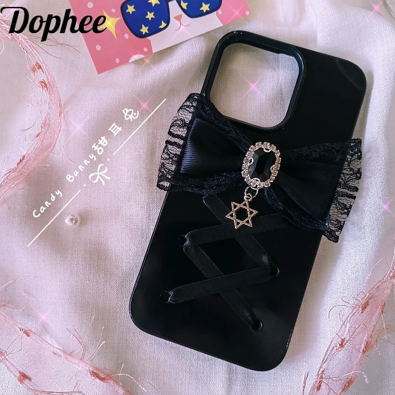 

Dophee Original Japanese Dark Diamond Bow Lolita Apple Mobile Phone Case IPhone 13 14 15promax Phone Covers Spice Girls Students