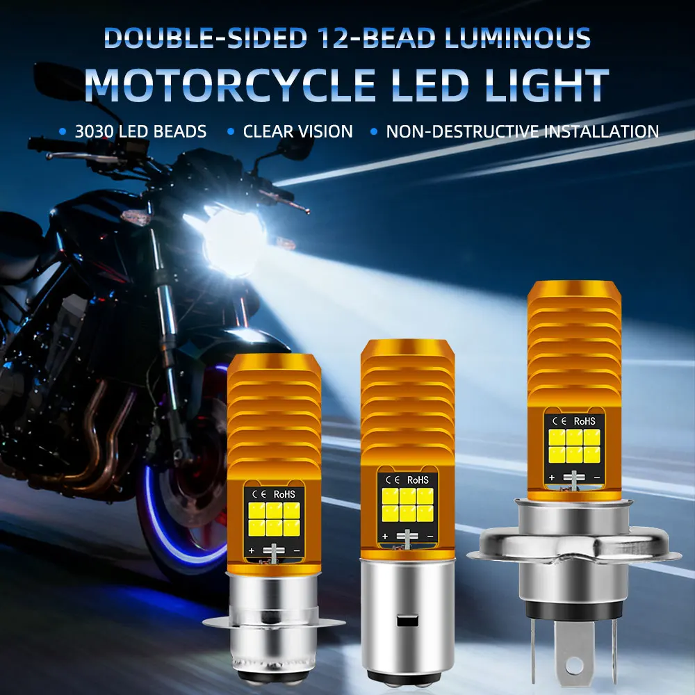 H4 LED Motorcycle H6 LED P15D H6M BA20D Motorcycle Headlight White Bulbs Hi/Lo Beam Lamp Motorbike Lamp Scooter 12V For Nmax155