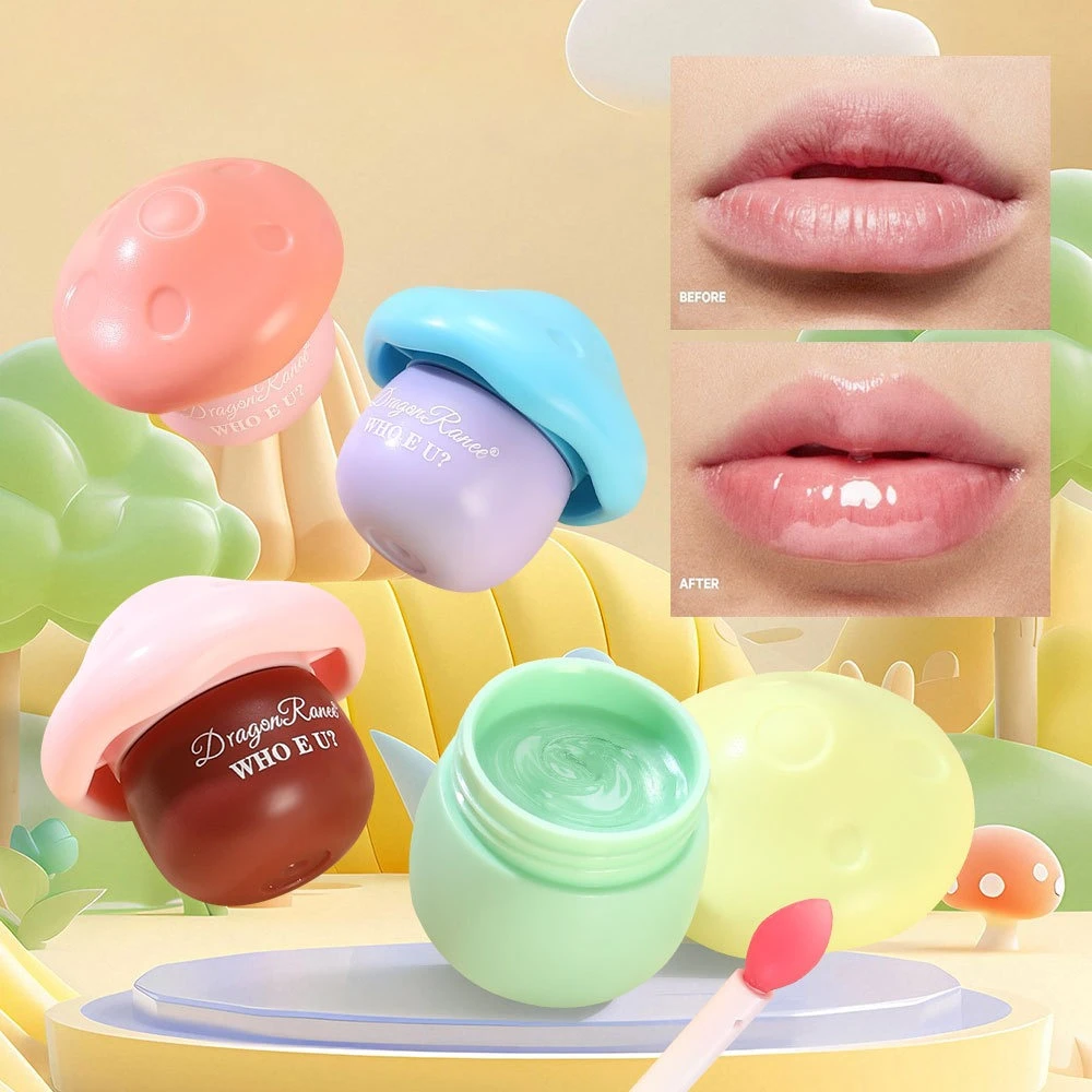 キノコリップバーム かわいいデザイン ピンクティント 保湿リップグロス フルーツフレーバー 天然成分 女性用 乾燥した唇のための毎日のケア