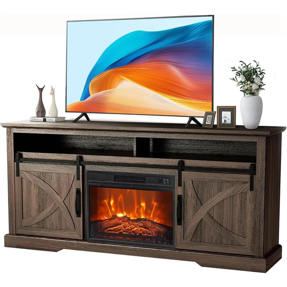 

68" Electric Fireplace Tv Stand for 75" Tvs with 23" Electric Fireplace,Media Console Tables,Television Stands with Storage