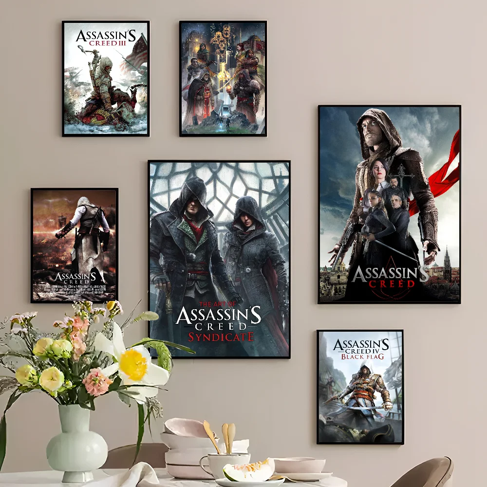 Assassins Creed game  Classic Vintage Posters Decoracion Painting Wall Art White Kraft Paper Kawaii Room Decor