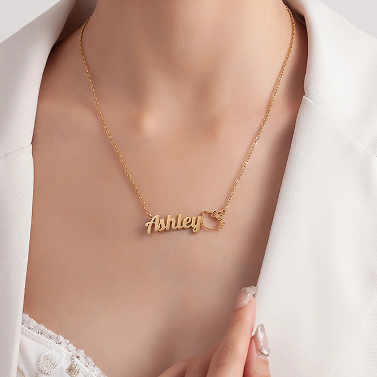 Cute Custom Name Hello Kitty Necklace Sanrio Jewelry For Women Girls Fashion Stainless Steel Collar Personalized Birthday Gift