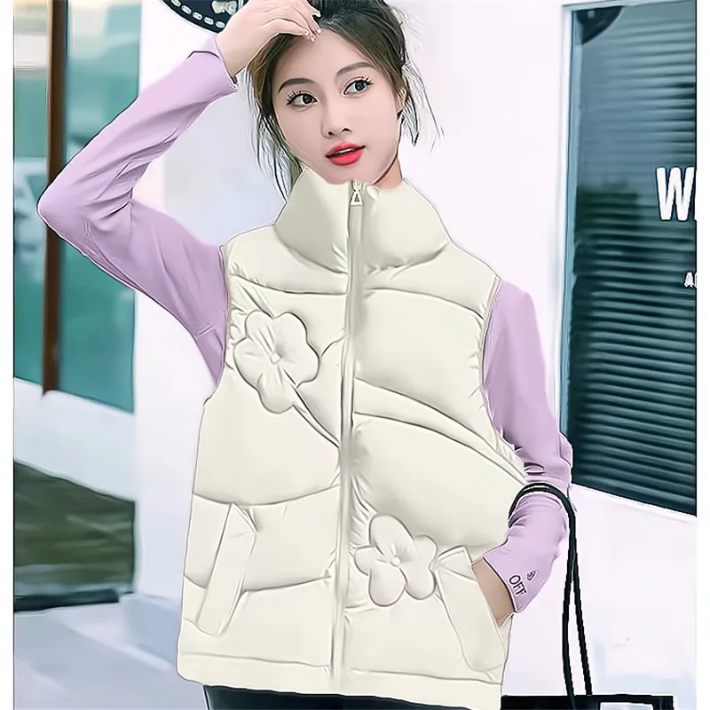 Sleeveless Jacket Ladies Parkas Downy Cotton Vest Coat Women's Autumn Winter New Versatile Style Age-Reducing Waistcoat Outwear