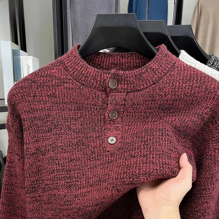 

American Retro Door Tube Ne Sweater Men's Autumn Winter Thiened Knitted Loose Tead Casual Trendy Long Sve round Ne