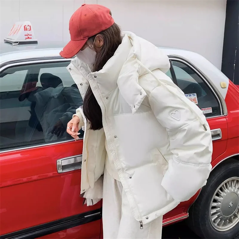 

Зимняя куртка свободного кроя, пуховое хлопковое пальто с капюшоном для женщин, модная студенческая хлопковая куртка с карманами, толстая теплая верхняя одежда