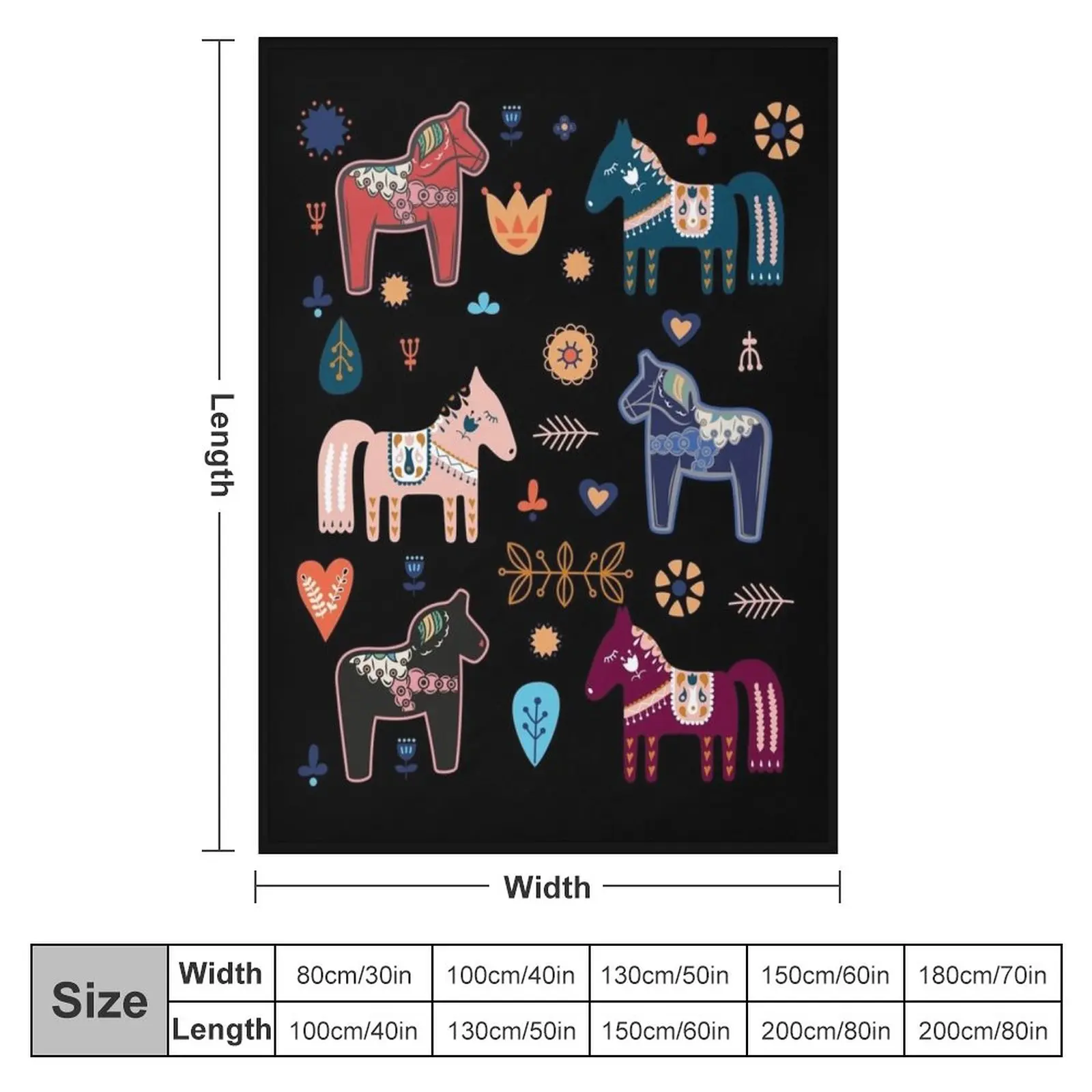 Dala Horses Christmas Dala Horse Throw Blanket Blankets Sofas Of Decoration Thermals For Travel Single Travel Blankets