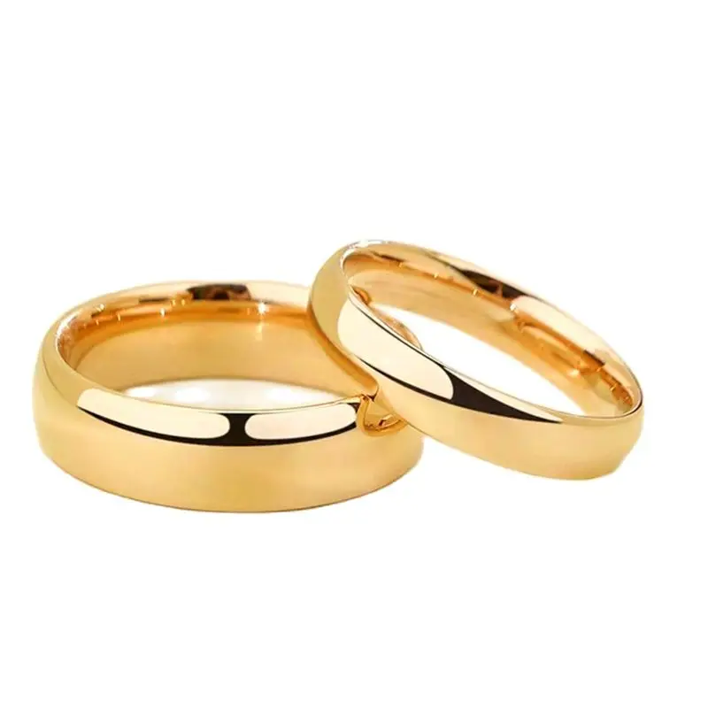 Anillos de boda de acero inoxidable para hombres y mujeres, joyería de moda, Simple, dorado, liso, 2mm, 4mm, 6mm, 8mm