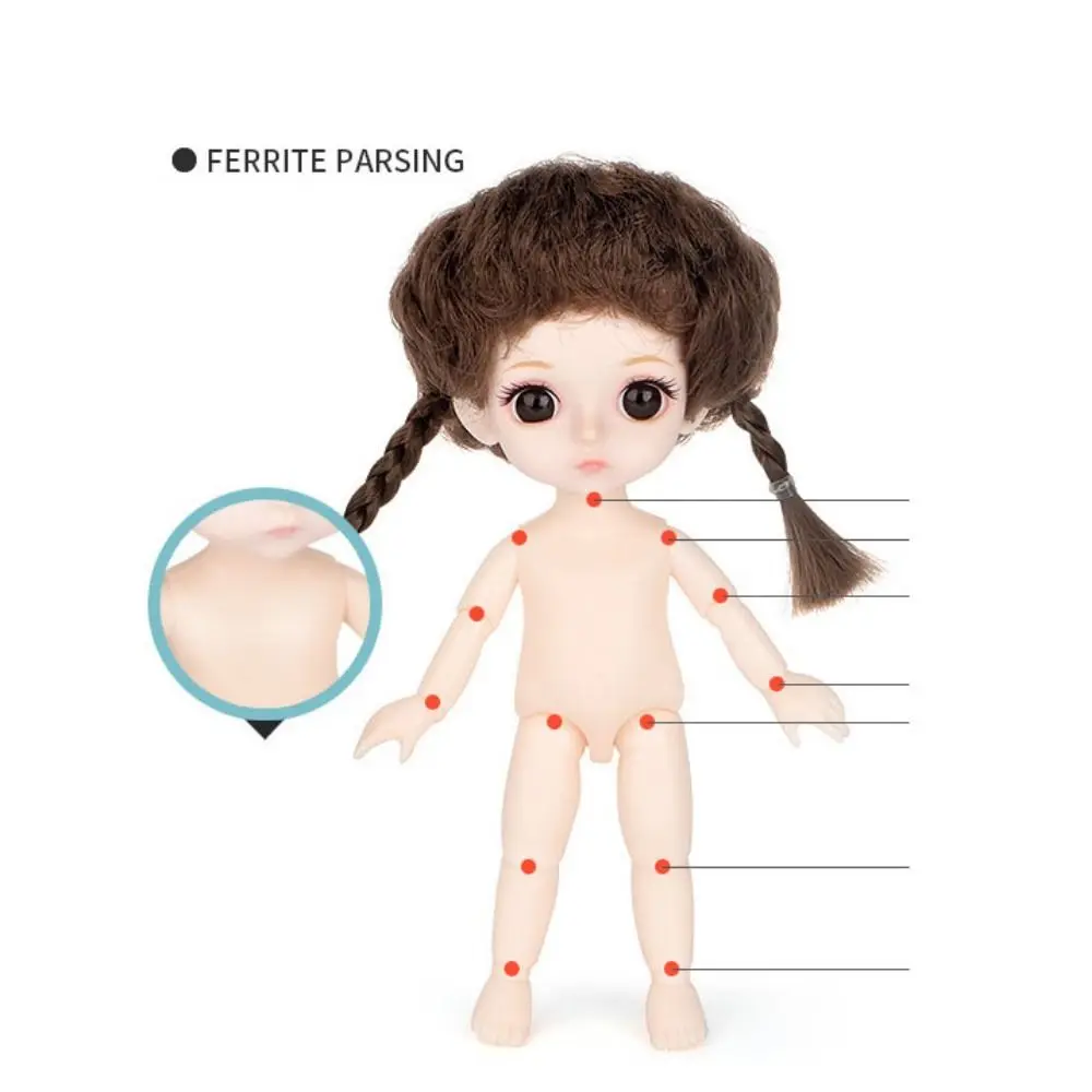 Movabl Joints 17cm Bjd Girls Doll Mini Thick Hair Moveable Joints Princess Dress Doll Convertible Clothes Large Skirt Hem