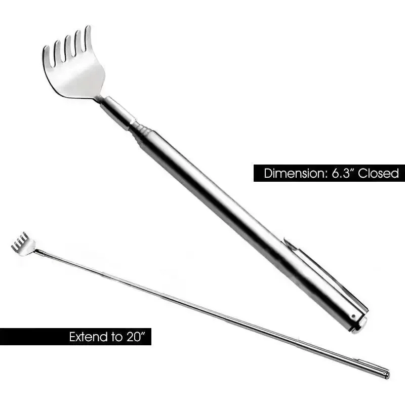 

Telescopic Pocket Scratching Massage Kit Stainless Steel Scratcher Practical Handy Pen Clip Back Scratcher Relax Back Massager