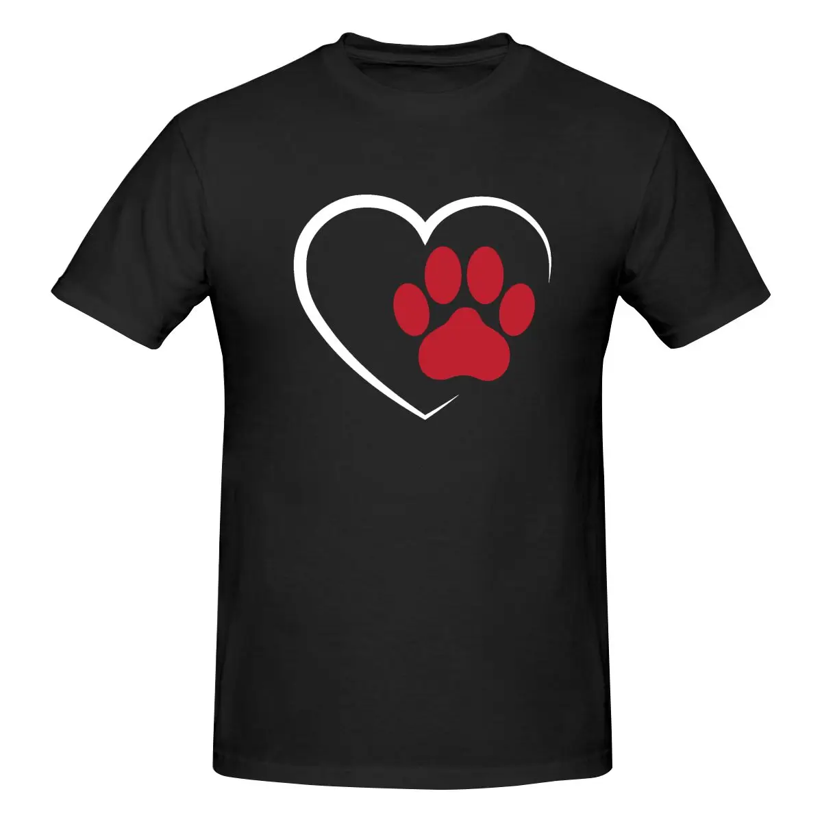 Men's Heart Cat Paw T-Shirt Regular Fit 100% Cotton Short Sleeve T Shirt Crew Neck Casual Tee Shirt Tops