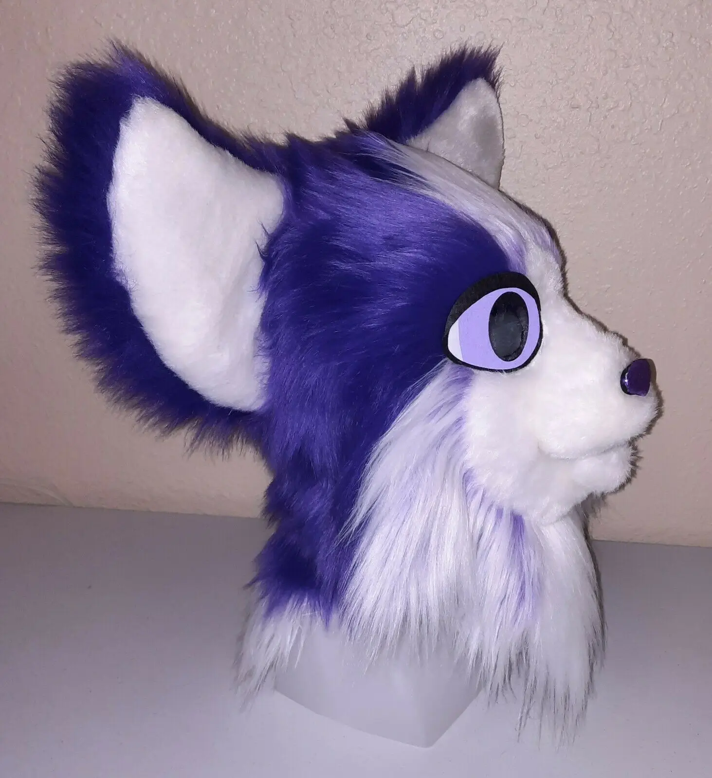 Purple Plush Cat Fursuit Partial Animal Costume Kitty Mascot Head and Tail