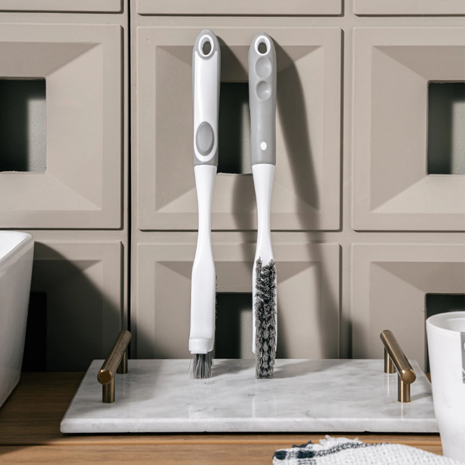 Sink Cleaning brush No Dead Corners Cleaning Long Handled Bathroom Brush  Crevice Scrubber Wall Mounted Double-Sided Elbow