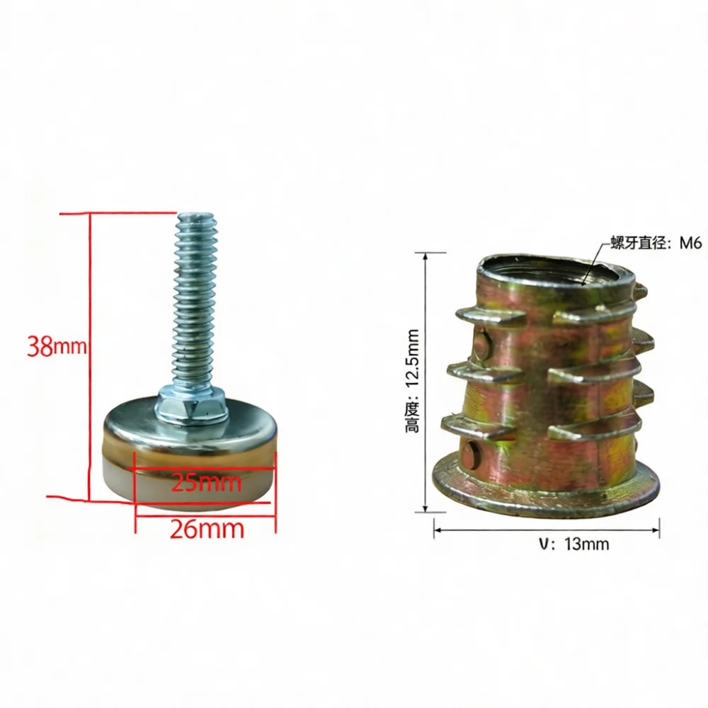 Threaded Furniture Glide For Table Cabinets 3 8 16 Nickel Plated Steel Levelling Feet Anti Slip Pad Hardware Replacement