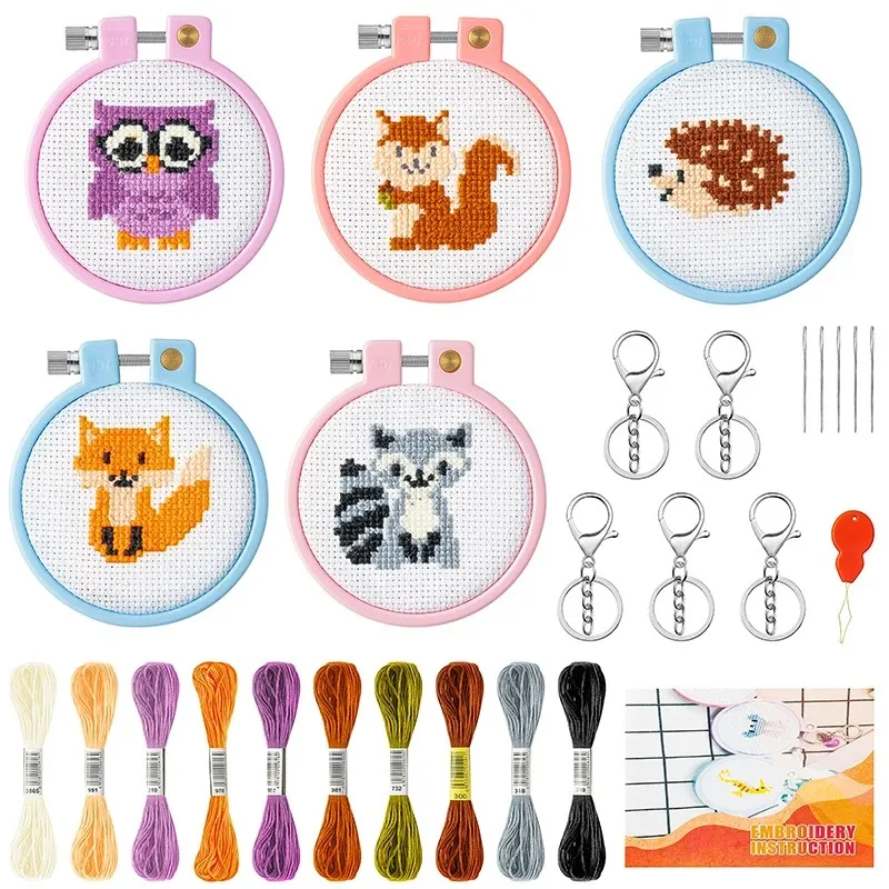 DIY Embroidery Cross Stitch Kit for beginners Gift Keychain Handwoven animal Handcrafted crafts Family activities Backpack hangi