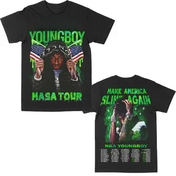 

Rapper YoungBoy Never Broke Again MASA Tour Merch T-Shirt Men's Women Vintage Round Neck Short Sleeve T Shirts Cotton Clothing