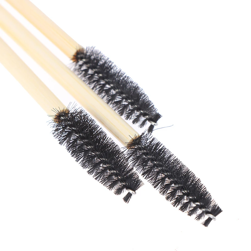 50 Uds. Cepillo de pestañas con mango de bambú, cepillo de maquillaje, extensión de pestañas, cepillo desechable para cejas, aplicador de máscara, herramienta de maquillaje