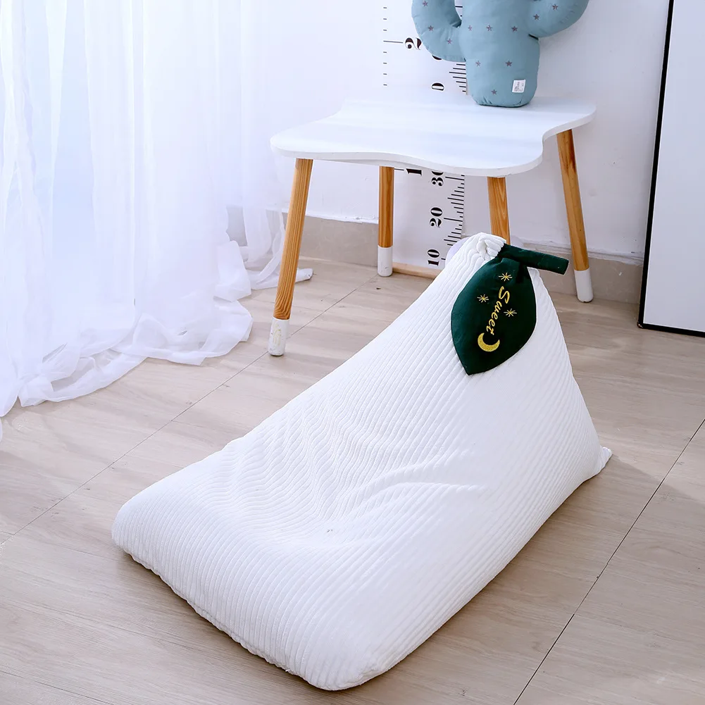 INS Kids Cotton Bean Bag Sofa Cute Triangle Lazy Lying Soft Chair Leaf Seats Baby Reading Relax Photography Props Room Decor