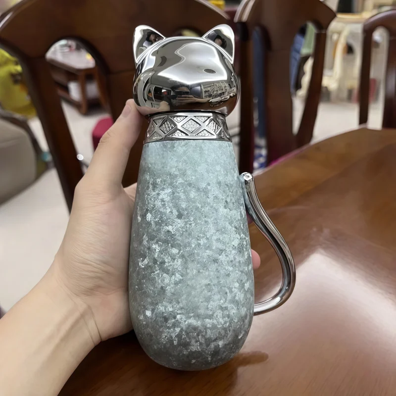 

In Stock Pure Titanium Insulated Cup Glacier Cat Various Colors Exquisite Design Classic Collectible Gift Series Ornaments