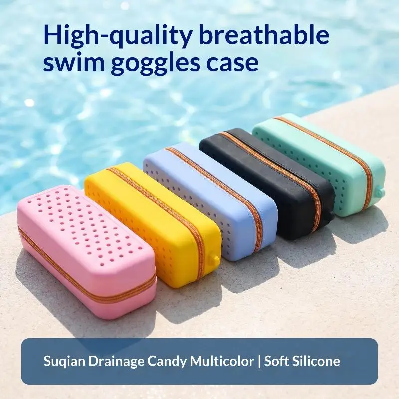 Swim Goggle Case For Swimming Silicone Protective Bag With Drain Hole For Goggles Large Capacity