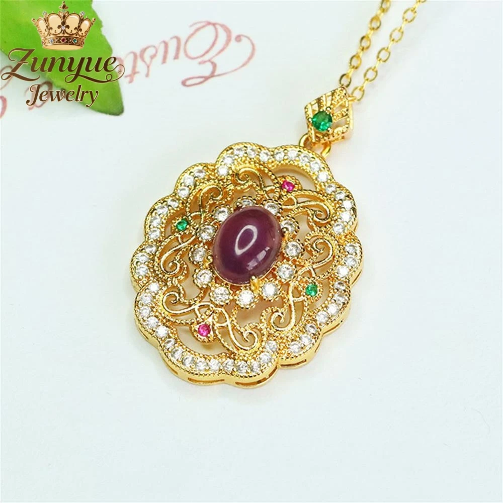 الجمشت الطبيعي Ruyi الجوف التدريجي الماس قلادة فاخرة جودة الأزياء الجميلة مجوهرات رائعة أنيقة سحر شعبية الشباب #4