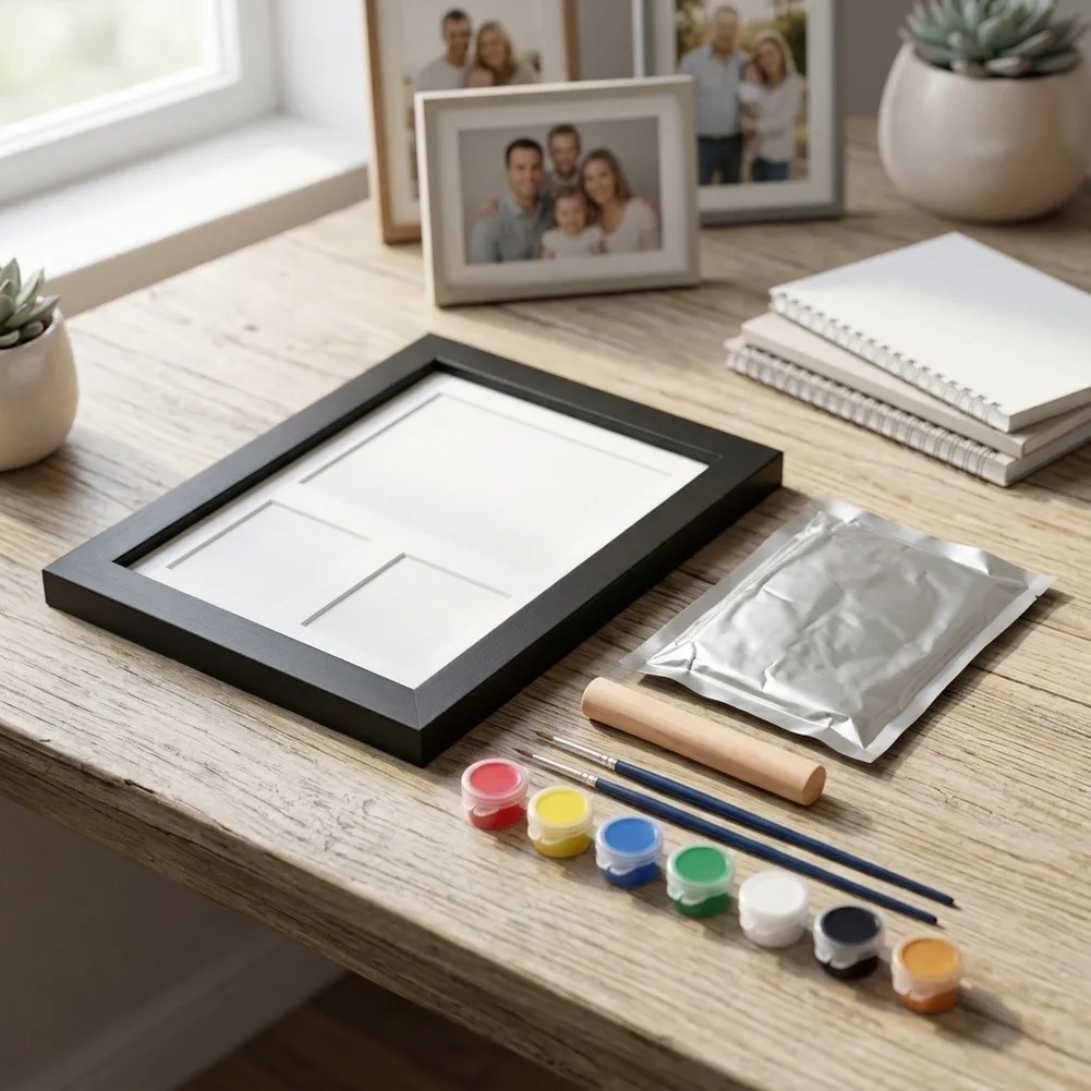 Black PET Paw Print Frame Kit 24x30cm DIY Impression Set For Dog Cat Memory Display Home Decor Wall Tabletop Picture Frames