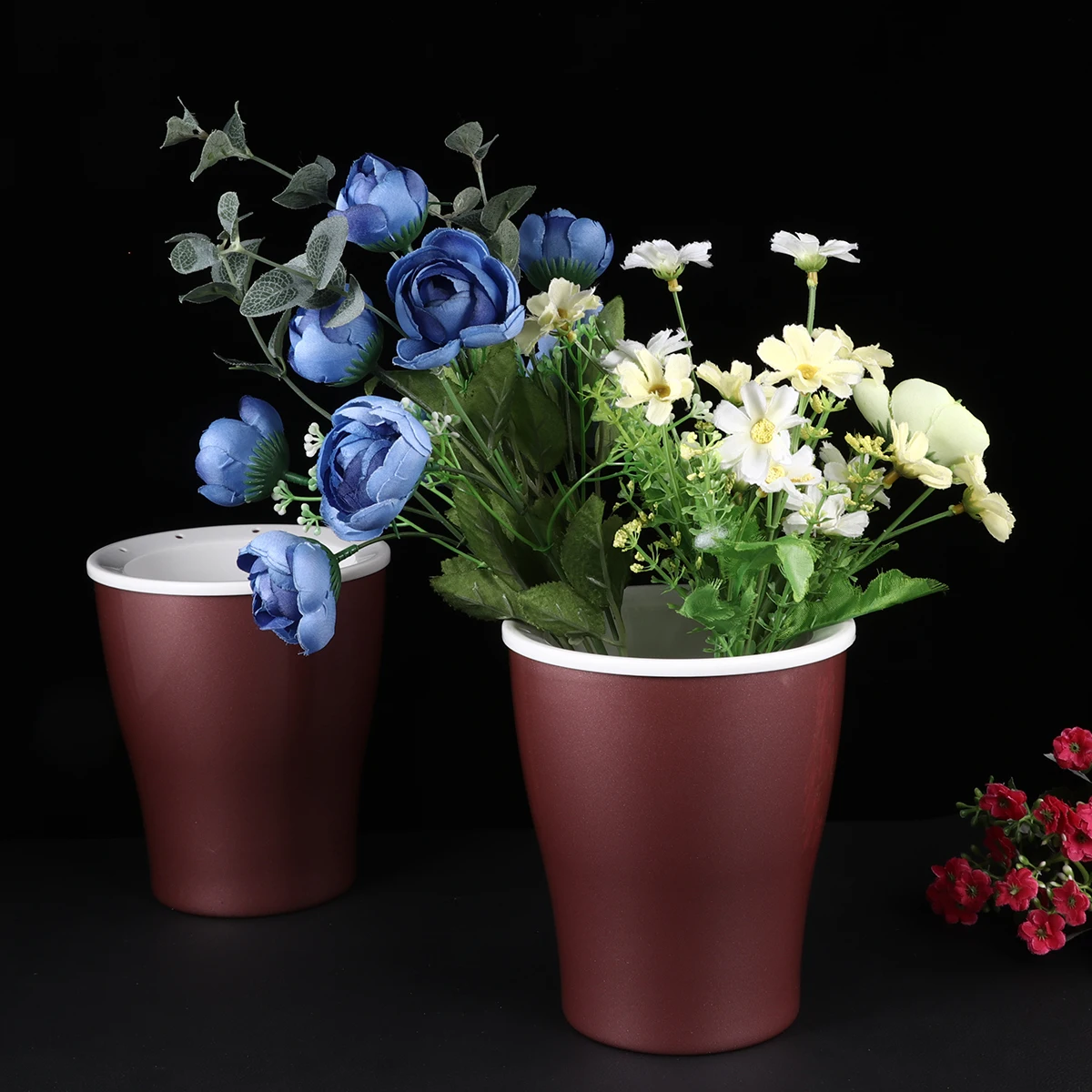 

2pcs Self Watering Flower Pot Plastic Planter Water Storage Large Rose Gold Durable For Succulents Cacti Houseplants Heat