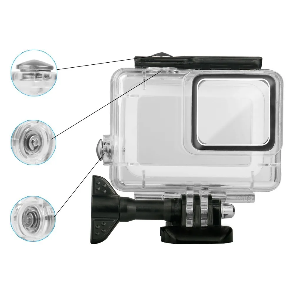 45M 수중 방수 케이스 GoPro 영웅 7 블랙 실버 화이트 카메라 보호 하우징 케이스 다이빙 액세서리