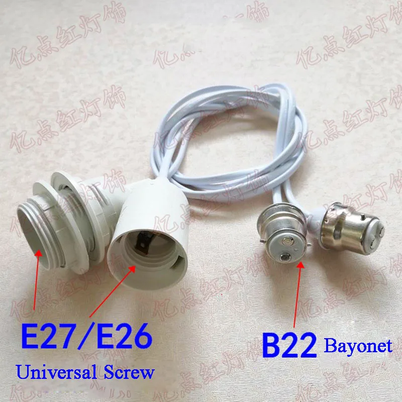 Extension Cord Wires Lamp Holder B22 to E27 Lengthened Lamp Head Vintage Bayonet to Screw Shade Adapter Hanging Lantern Hanging