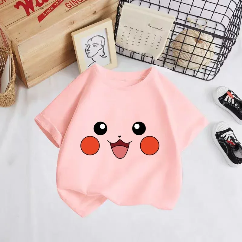 2024 Cute Pokemon Pikachu Children's T-Shirt Printed Girls' Funny Clothing Boys' Children's Shirts Baby T-shirts