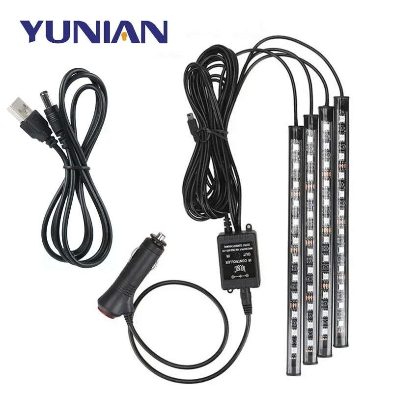 

Car Decoration Interior RGB Neon Light Strips by Music APP Control Ambient Atmosphere Lamp Bar Auto Product Accessories