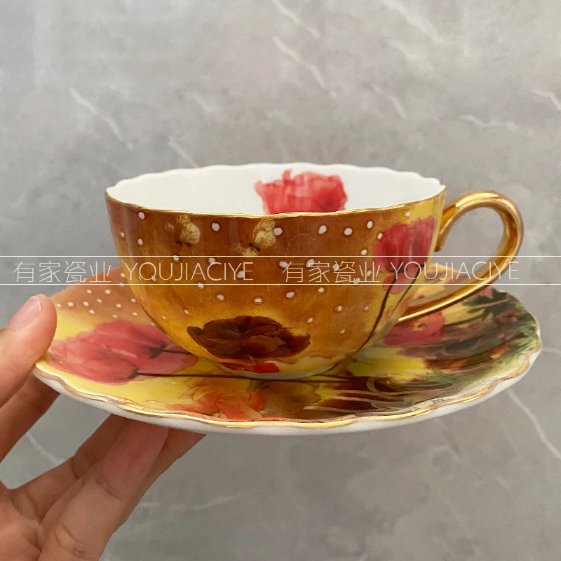 

Retro Coffee Cup and Saucer Creative Classical English Afternoon Tea Flower Tea Set Service A Cafe Complet Vajilla Porcelana