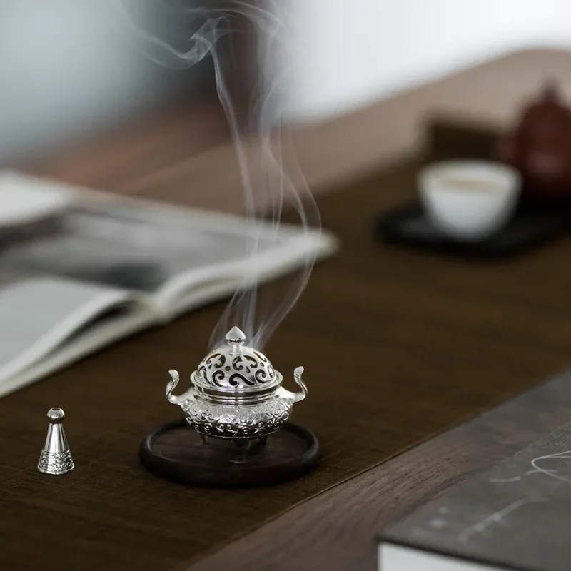 Tin-smoked Incense Burner for Home, Exquisite Furnishing Articles, Meditation Deodorant Incense Base, High Quality